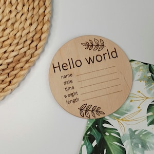 Birth stats wood sign for baby photo, Hello world wood sign, Newborn baby sign for hospital, Newborn Announcement