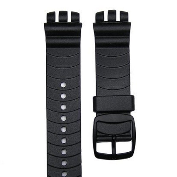 21mm Black Resin Replacement Watch Band for Swatch Irony Nabab & Irony Scuba 200 Watch