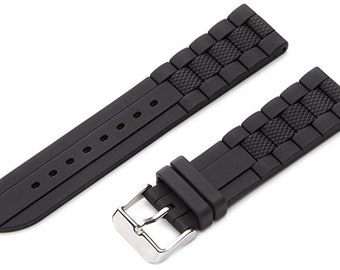 g24 22mm 24mm Black Silky Soft Silicone Rubber Diver Watch Band Strap For Most Diver Watch