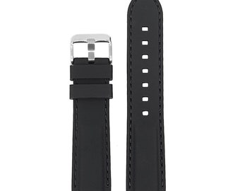 Bracelet de montre de rechange 20 mm 22 mm 24 mm 26 mm 28 mm 30 mm, résine noire, caoutchouc de silicone souple, acier inoxydable, fermoir boucle en argent