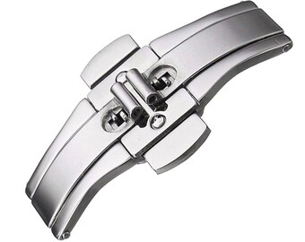 23mm 25mm Stainless Steel Butterfly Buckle Push Button Folding Deployment Clasp Buckle For Watch Band Strap