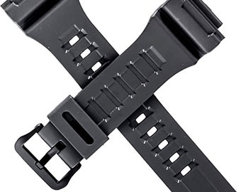 Replacement Black Resin PU Rubber Watch Band Strap Fits AEQ110BW-9AV / W735H-1A2V / W736H-1AV / W735H-1AV / W735H / MCW And Many More