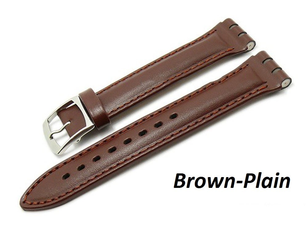 17mm Genuine Leather Standard Swatch Replacement Watch Band Strap Black