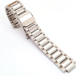 Replacement 20mm Silver Stainless Steel Bracelet Dual Adjustable Metal ...