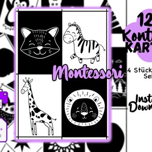 120 Bundle de cartes pour bébé à contraste élevé - Cartes sensorielles Montessori imprimables en noir et blanc pour la stimulation du nourrisson - TÉLÉCHARGEMENT NUMÉRIQUE