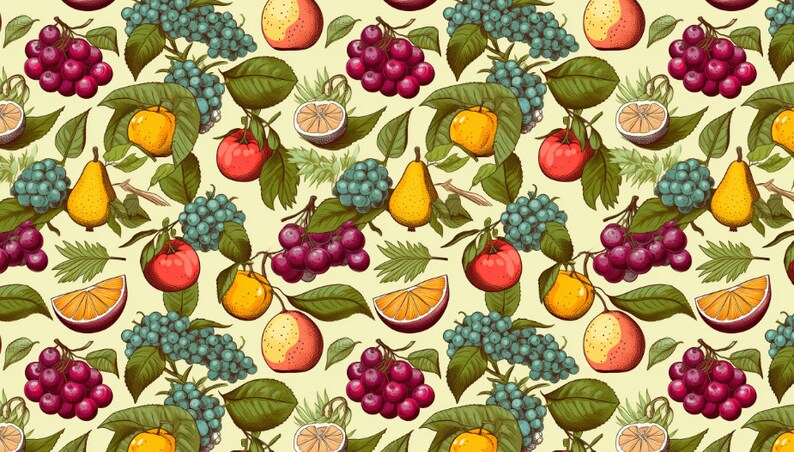 Fruits Seamless Pattern Bundle of 20 Retro Fruity Papers Pattern ...