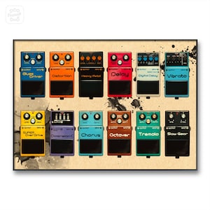 Digital Download Guitar Pedals Boss Print effects Poster overdrive Retro guitarfx fuzz Illustration stompbox Art delay Apartment