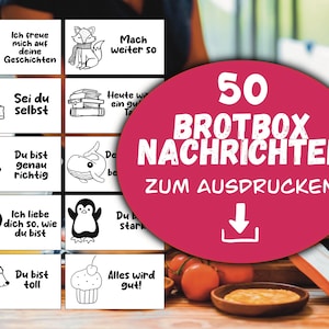 50 wiadomości w formacie Breadbox w formacie PDF | Pudełka śniadaniowe do wydrukowania | Afirmacje dzieci | Pudełko na drugie śniadanie z zachętą | Natychmiastowe pobieranie / rejestracja dziecka w szkole