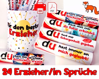 Download: 24 Duplo Banderolen Erzieher Erzieherin, Kindergarten, Abschluss, Kita Glückwunsch, Geschenk, Kleinkind, Last- Minute