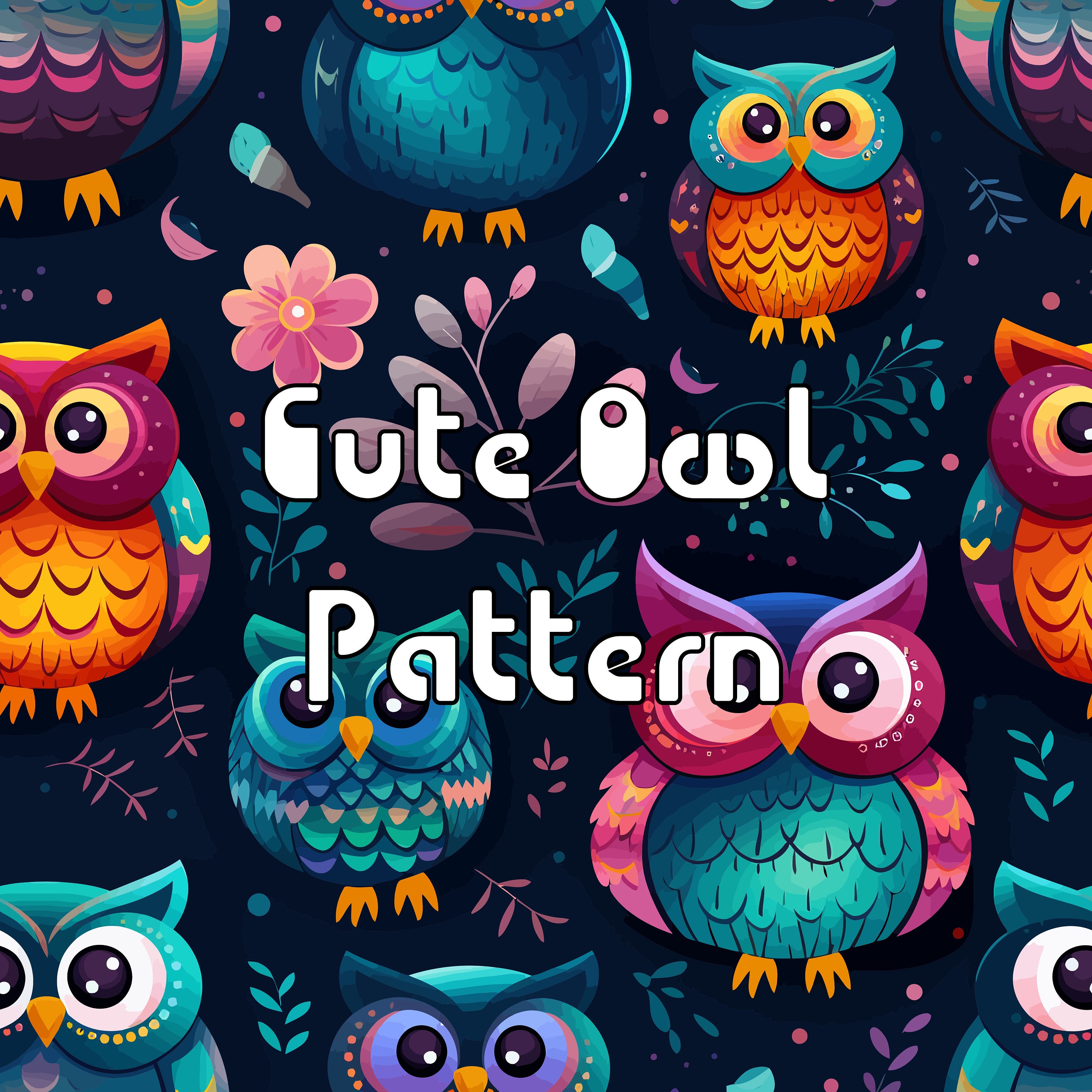 Digitales nahtloses Muster mit süßen Eulen - seamless Owl Pattern