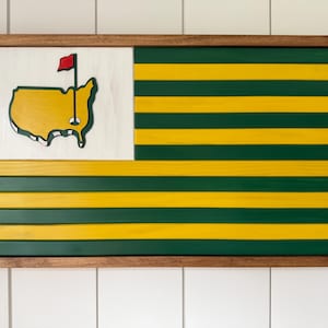 Masters Inspired Wooden American Flag – Handmade & Hand-Painted Golf Décor