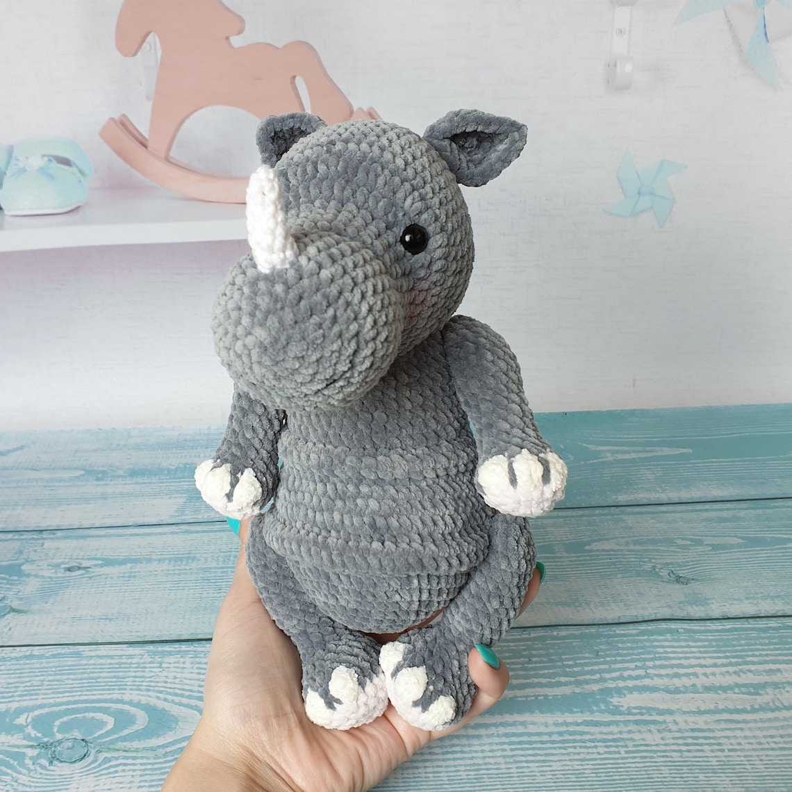 Gray Rhino soft toy rhinoceros gift babies safari animals Etsy
