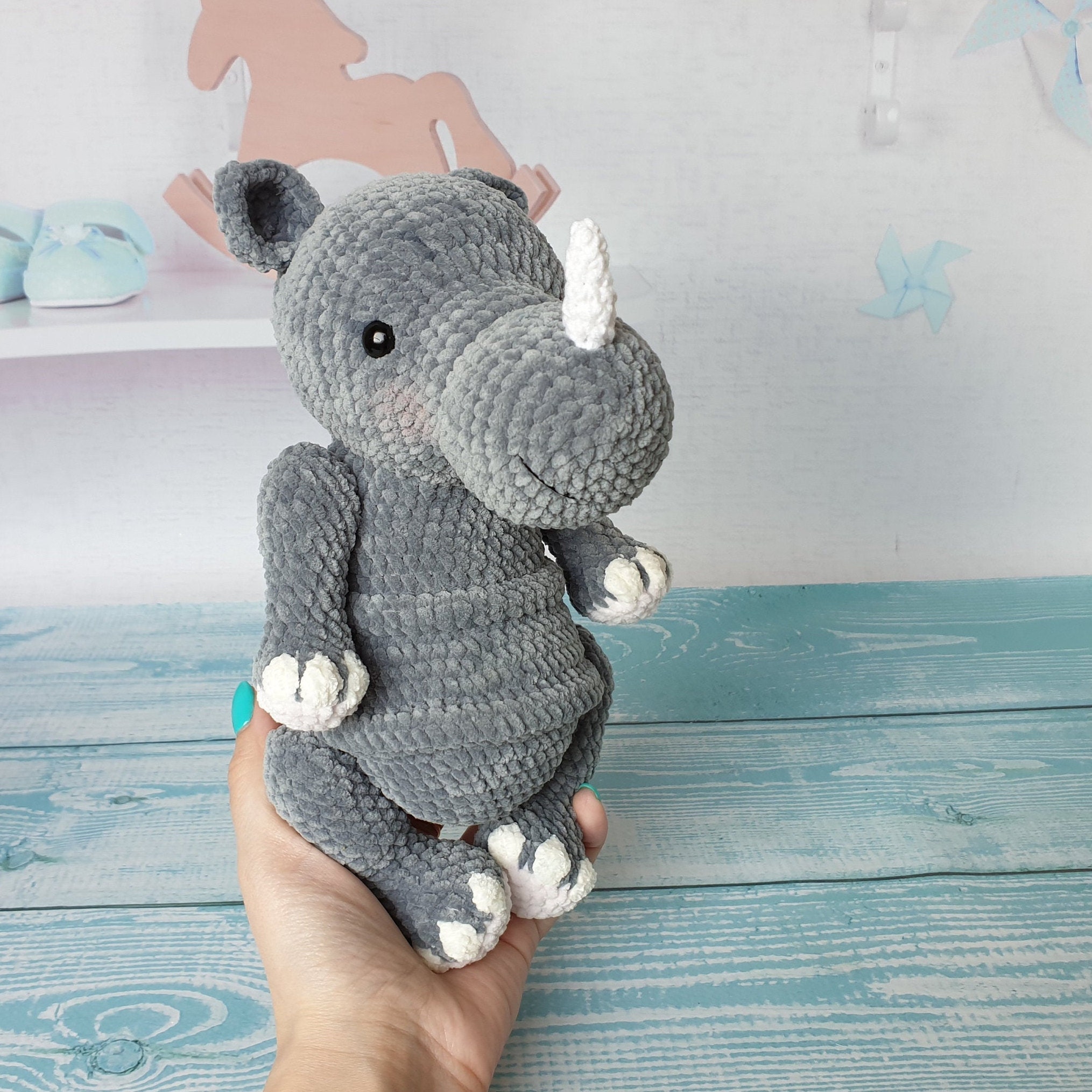 Gray Rhino soft toy rhinoceros gift babies safari animals Etsy
