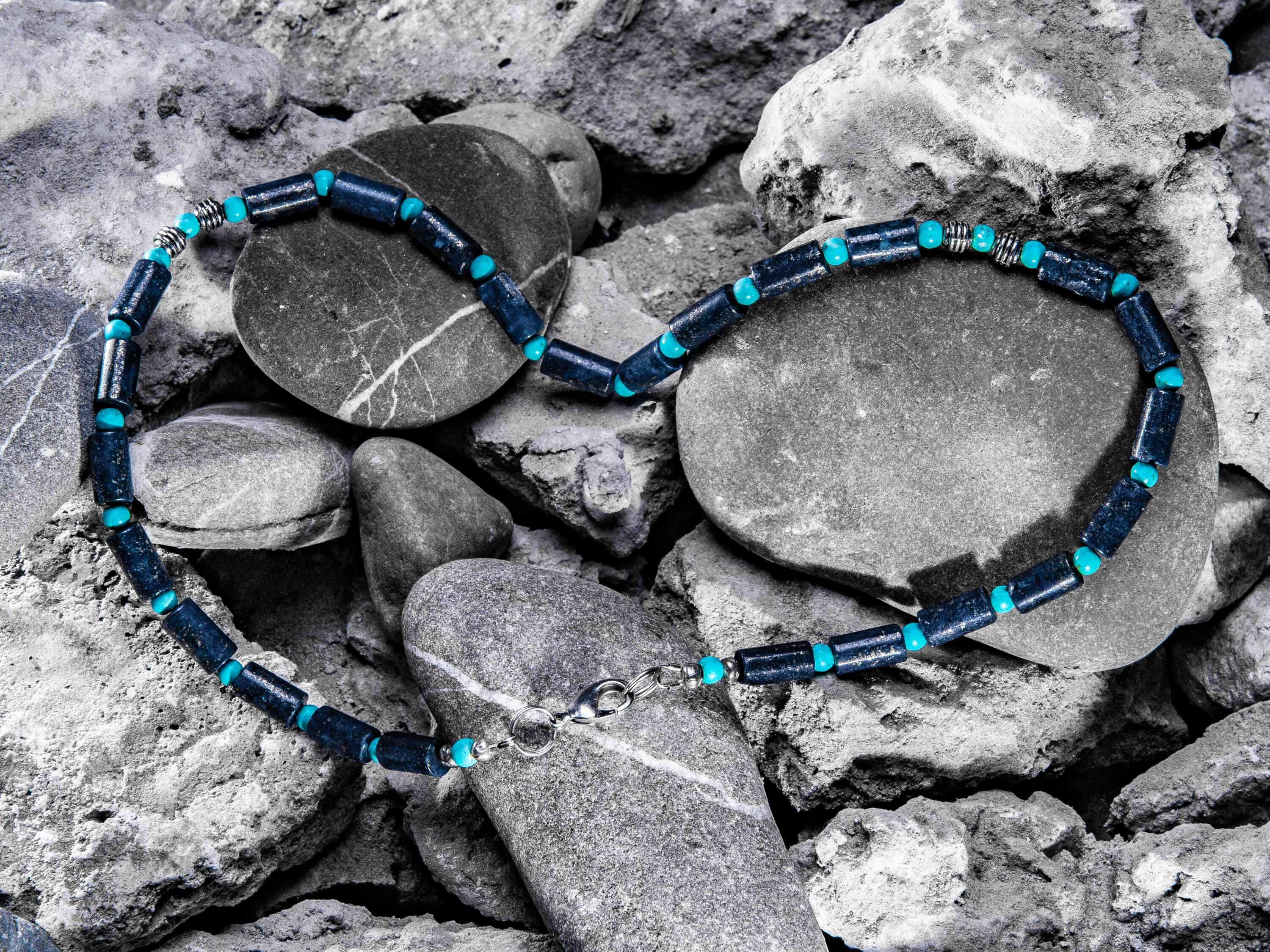 Lapis lazuli necklace for men mens surfer necklace for