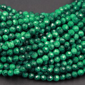 Natural Malachite Micro Faceted 2mm 3mm 4mm Beads 15.5&quot; Strand