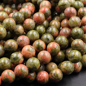 Unakite Round Bead Assortment 4mm-10mm 15.5&quot; Strand