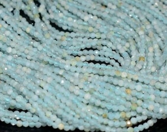 2mm Micro Faceted Blue Opal Round Beads - 15.5" Strand