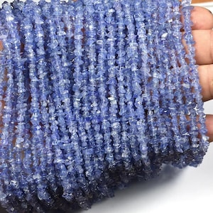 Natural Tanzanite Chip Beads: Raw Blue Gemstone, 32 Inch Strand