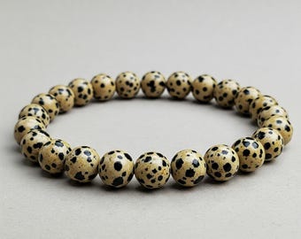 Dalmatian Jasper Bracelet: Natural Gemstone Beaded Crystal Healing