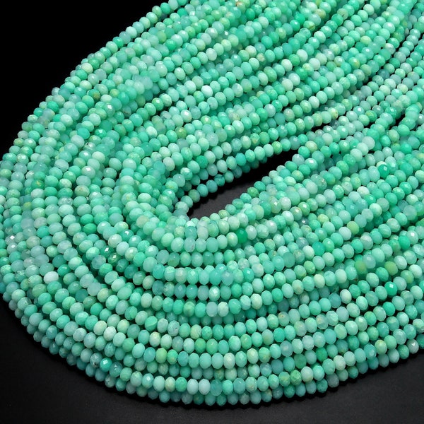 Natural Chrysoprase Faceted Rondelle 3mm 4mm 5mm 6mm 8mm Gemstone Beads