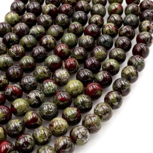Natural Dragon Blood Jasper 4mm 6mm 8mm 10mm Round Beads 15.5&quot; Strand