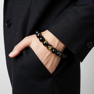 Golden Obsidian Beaded Bracelet: Healing Crystal Gemstone, 8mm Beads