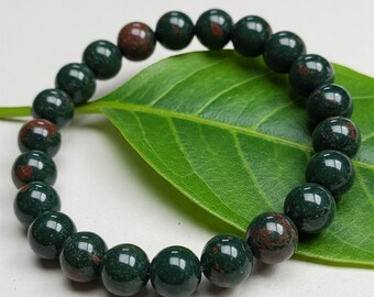 Dragon Bloodstone Beaded Bracelet: Natural Gemstone Healing Crystal