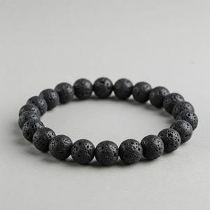 Buy Black Lava Rock Beaded Bracelet, Genuine Black Gemstone Bracelet, Adjustable Healing Crystal Bracelet For Men Women, Lava Rock Jewelry