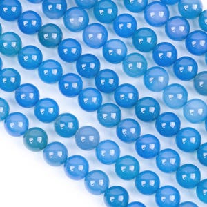 Blue Agate Gemstone Beads: Smooth Round, DIY Jewelry Making, 6-10mm