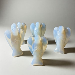 Natural Opalite Angel, Hand Carved Gemstone Angel Figurine, Healing Crystal Angel, Opalite Pocket Angel, Guardian Prayer Angel