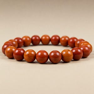 Natural Red Jasper Beaded Adjustable Bracelet, Genuine Healing Crystal Bracelet, Jasper Gemstone Bracelet, Balancing Energy Stone Bracelet