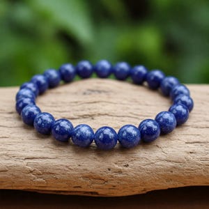 Sodalite Beaded Bracelet: Genuine Blue Gemstone, Adjustable Crystal Jewelry
