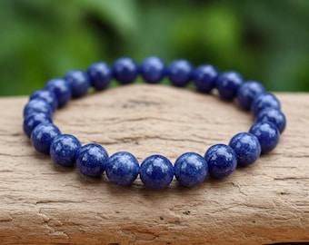Armband met sodalietkralen: echte blauwe edelsteen, verstelbare kristallen sieraden
