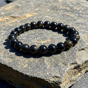 Rainbow Obsidian Beaded Bracelet: Natural Gemstone, Adjustable Crystal