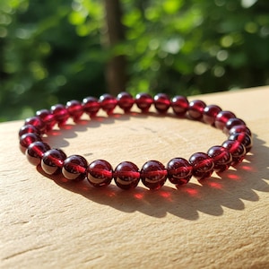 Genuine Red Garnet Gemstone Bracelet, Garnet Healing Crystal Protection Bracelet, Adjustable Garnet Beaded Bracelet, Energy Stone Bracelet