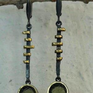 Handmade Moldavite Sterling Silver Earrings: Natural Czech Tektite Studs