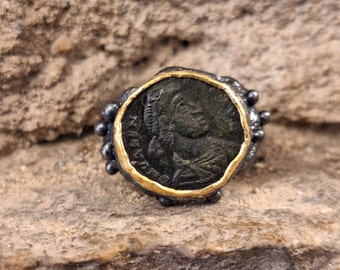 Handmade ancient coin ring / modernist ring / coins / unisex ring /