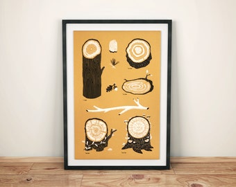 Gold & Black Tree Rings Limited Edition Screen Print Poster