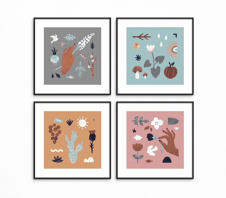 Set of 4 Nature Inspired art print for children room image 2