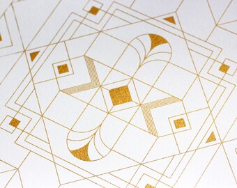 Gold & White Geometric Art Print