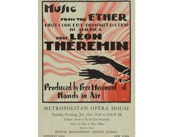 Music from the Ether. Leon Theremin First US Thereminvox Public Performance Poster. Premium Matte Vertical Poster