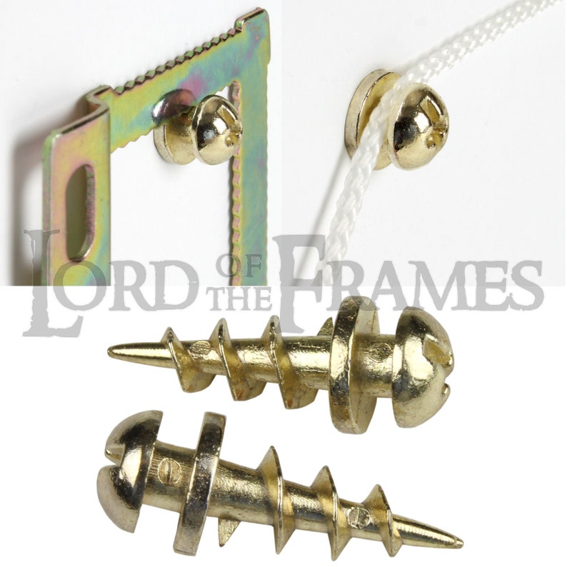 Plasterboard Hanging Screws Brass Plated 25mm Hang Picture Frame Mirror