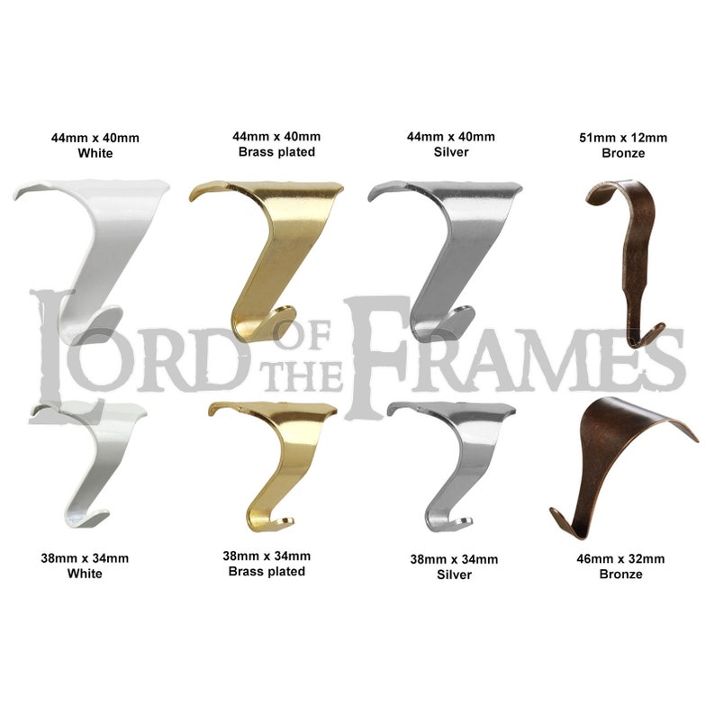 Picture Rail Hooks White Silver Brass Bronze Hanging Mirror Painting Metal 38x34mm 44x40mm