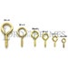 Brass plated Screw Eyes 12x00 14x1 16x1 20x2 25x4 30x6 Eye Hooks Picture Frame Hanging 