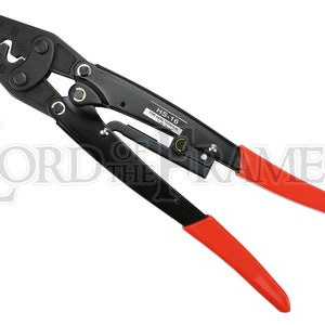 May include: Black wire crimping tool with red handles. The tool has a label that reads "HS-16 FOR BARE TERMINAL 0.25-1.5 SQMM".