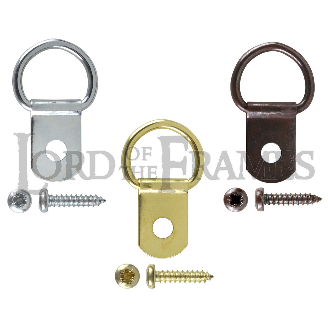 Standard Single D Rings Nickel Brass Bronze + Screws Picture Framing ...