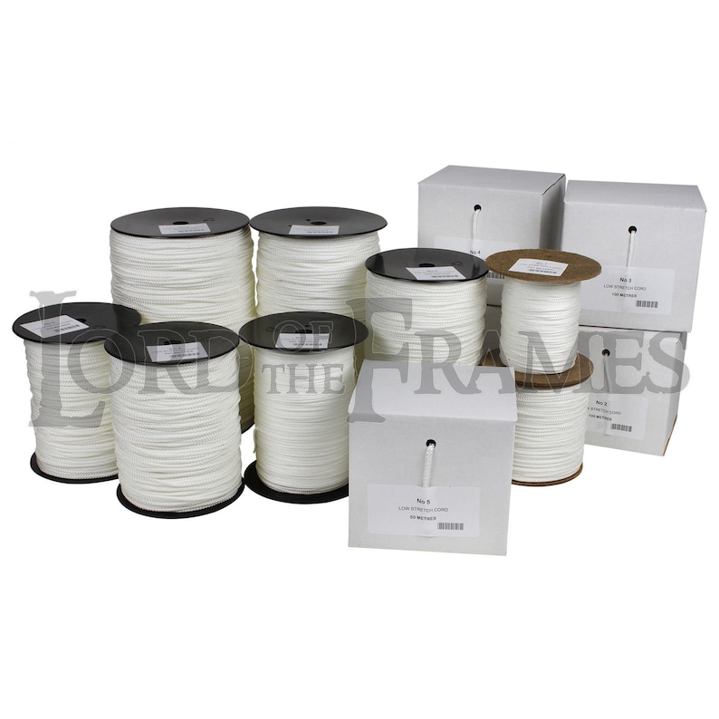 White Picture Frame Hanging Low Stretch Polyester White Braided Cord String - 2.2mm / No.2 - 150kg Breaking Strain - Maximum Suggested Picture Weight 38kg (100 Meters