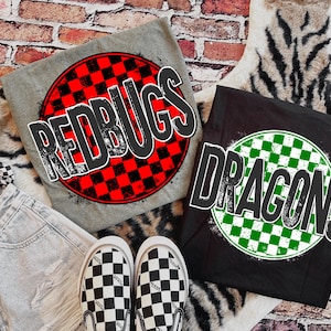 Custom Checkered Mascots, School Mascot customs, PNG, digital download