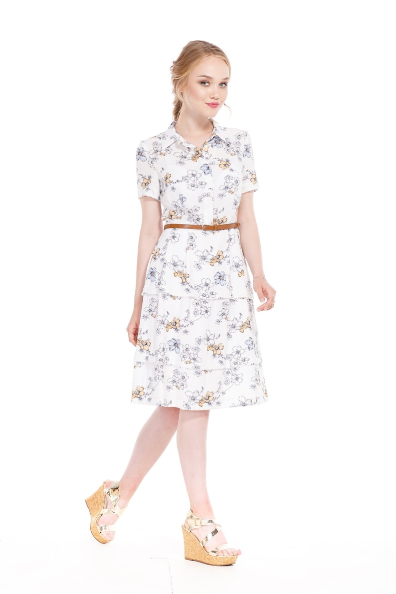 Rustic Short Summer Dress With Wildflowers Ruffle Dress Casual Etsy