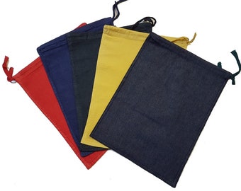 Coloured Cotton Drawstring Bags, Storage Bags, Childs Toy Bags, Bags for Printing, Embroiding, Arts & Crafts, Eco Friendly - Pack of 5/20